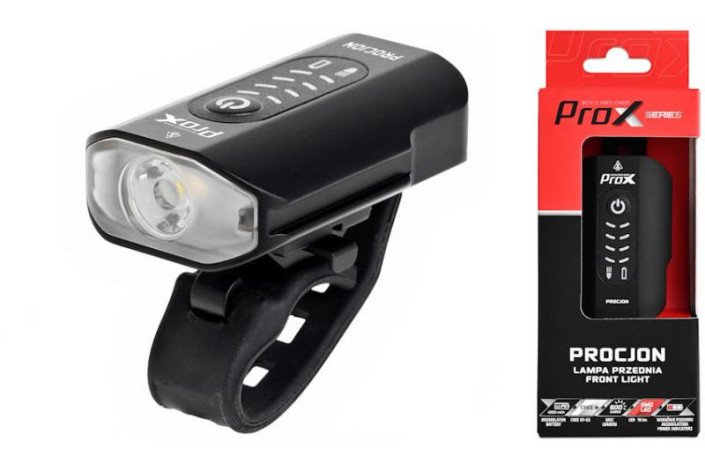 LAMPA PRZÓD PROX PROCJON 600Lm, 1200mAh, USB-C, SAFE MODE, GO PRO